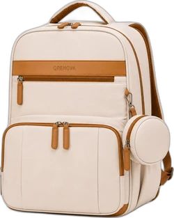 Qrenova luierrugzak met speenhouder - Beige/cognac