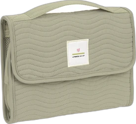 Mintgroen Lässig luieretui XL met handvat, golvend stiksel, flap en klein label met hartje.