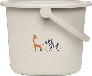 Crèmekleurige Bébé-Jou Steppe emmer met handvat en illustratie van giraf en zebra