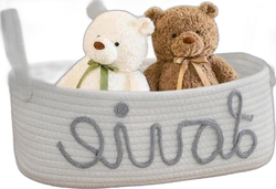 Katoenen touw luiermand 33x19x12 cm - Wit/grijs