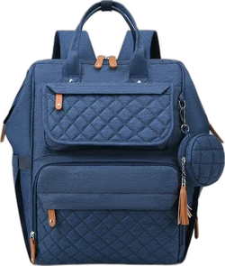 Gequilte luierrugzak met speenhouder - Blauw