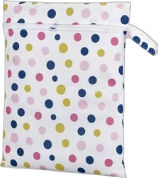 Dailygoods wetbag wit met vrolijke gekleurde stippen Witte Dailygoods wetbag met rits, draaglus en gekleurde stippen in roze, blauw en geel