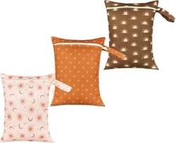 Wetbag set van 3 26x36 cm - Zonnen roze/oranje/bruin