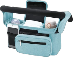 Kinderwagen-organizer met bekerhouders - Lichtblauw