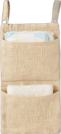 ShopVlot hangende babybedorganizer mousseline 2 vakken - Beige