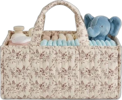 Gewatteerde luiercaddy 37 cm - Beige bloemenprint
