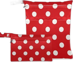 Wetbag set van 2 36x30 en 22x15 cm - Rood met witte stippen