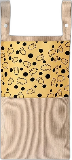 Thijox hangende luierorganizer corduroy - Beige/geel print