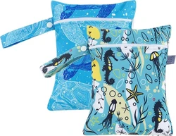 Wetbag set van 2 18x25 cm - Blauwe zeedieren