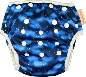 Donkerblauwe zwemluier met sterrenprint en witte drukknopen voor baby's