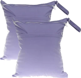 Twee lila wetbags 30x36 cm met rits en lus handgreep voor natte kleding