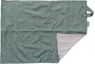 Waterdichte verschoonmat 70x50 cm groene bladprint met lichtroze binnenkant en draaglus