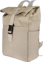 Beige Mozz Bags Lux Lima rugzak met rolltop sluiting en zwarte kunststof gesp