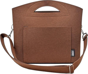 ServiceTopper vilten luiertas 40x30x15 cm in bruin Bruine vilten luiertas met verstelbare schouderband en buitenvak voor kinderwagen