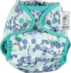 One size wasbare luier met sneeuwluipaard print mintgroen en groene drukknopen