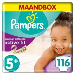 Pampers - Active Fit - Maandbox + - Maat 5+ Pampers - Active Fit - Maandbox + - Maat 5+