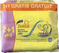 Zwitsal Sensitive billendoekjes 3-pak (3 x 63)