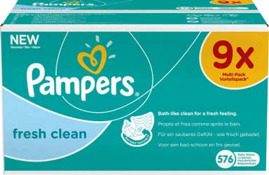 Pampers Fresh Clean Babydoekjes 9-pak (9x64) Pampers Fresh Clean Babydoekjes 9-pak (9x64)