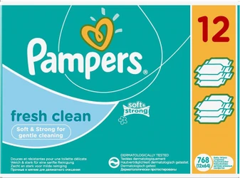 Pampers Fresh Clean Babydoekjes 12-pak (12x64) Pampers Fresh Clean Babydoekjes 12-pak (12x64)