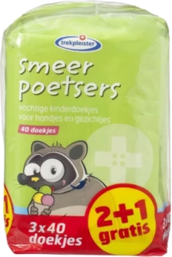 Trekpleister Smeerpoetsers 3-pak met 120 kinderdoekjes Trekpleister Smeerpoetsers 3-pak met 120 kinderdoekjes