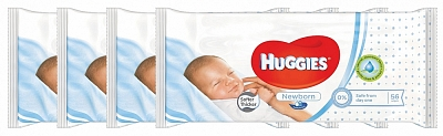 Huggies Babydoekjes Newborn 4-pak (4x56) Huggies Babydoekjes Newborn 4-pak (4x56)