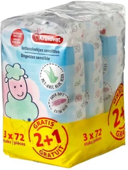 Kruidvat Sensitive Lotiondoekjes 3-pak (3x72)