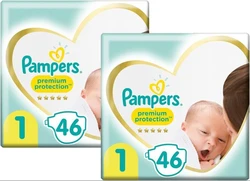 Pampers Premium Protection Maat 1 (2-5kg) - 92 luiers (2x46)