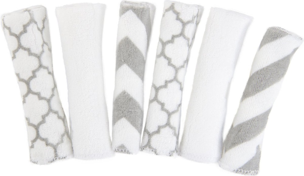 Kushies - Billendoekjes - Wasbare Billendoekjes - Washandjes - 6 pack - Wit / Grijs -Enkellaags Kushies - Billendoekjes - Wasbare Billendoekjes - Washandjes - 6 pack - Wit / Grijs -Enkellaags