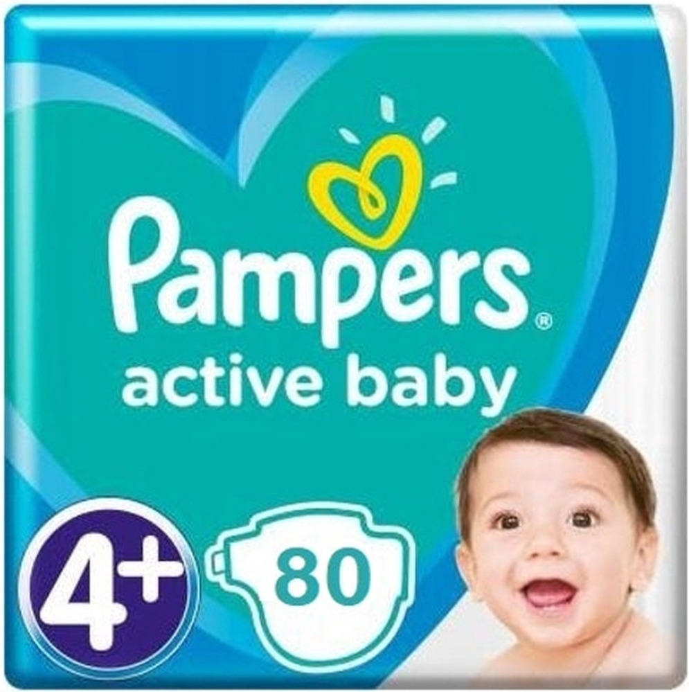 Pampers Active Baby Maat 4+ - 80 Luiers Pampers Active Baby Maat 4+ - 80 Luiers