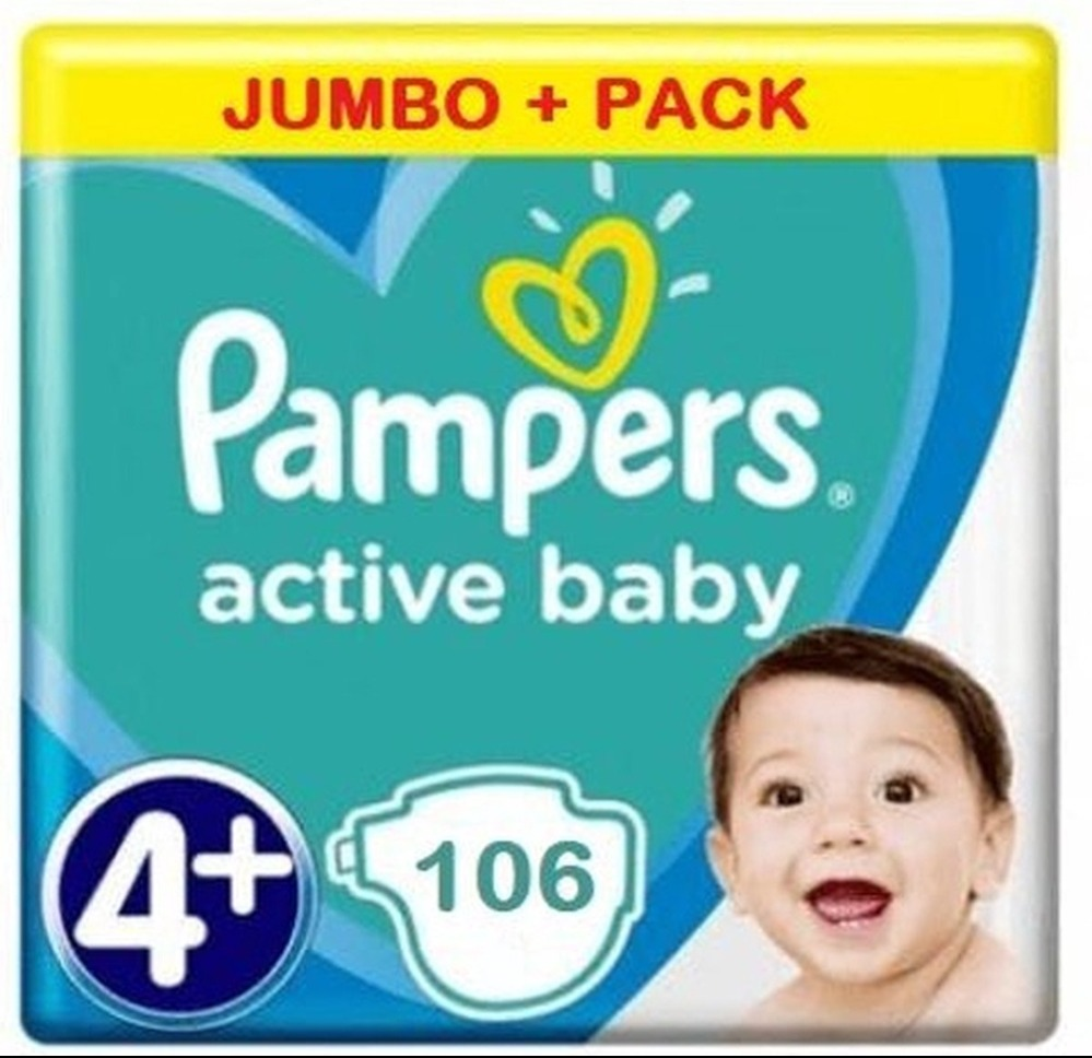 Pampers Active Baby Luiers Maat 4+ - 106 Luiers Voordeelverpakking Pampers Active Baby Luiers Maat 4+ - 106 Luiers Voordeelverpakking