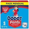 Dodot Babyluierbroekje, maat 5 (12-17 kg), 180 luiers, slip met 360°-instelling, lekvrij, maandverpakking