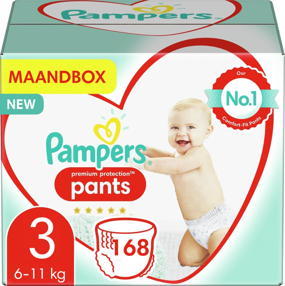 Pampers - Premium Protection Pants - Maat 3 - Maandbox - 168 luierbroekjes Pampers - Premium Protection Pants - Maat 3 - Maandbox - 168 luierbroekjes