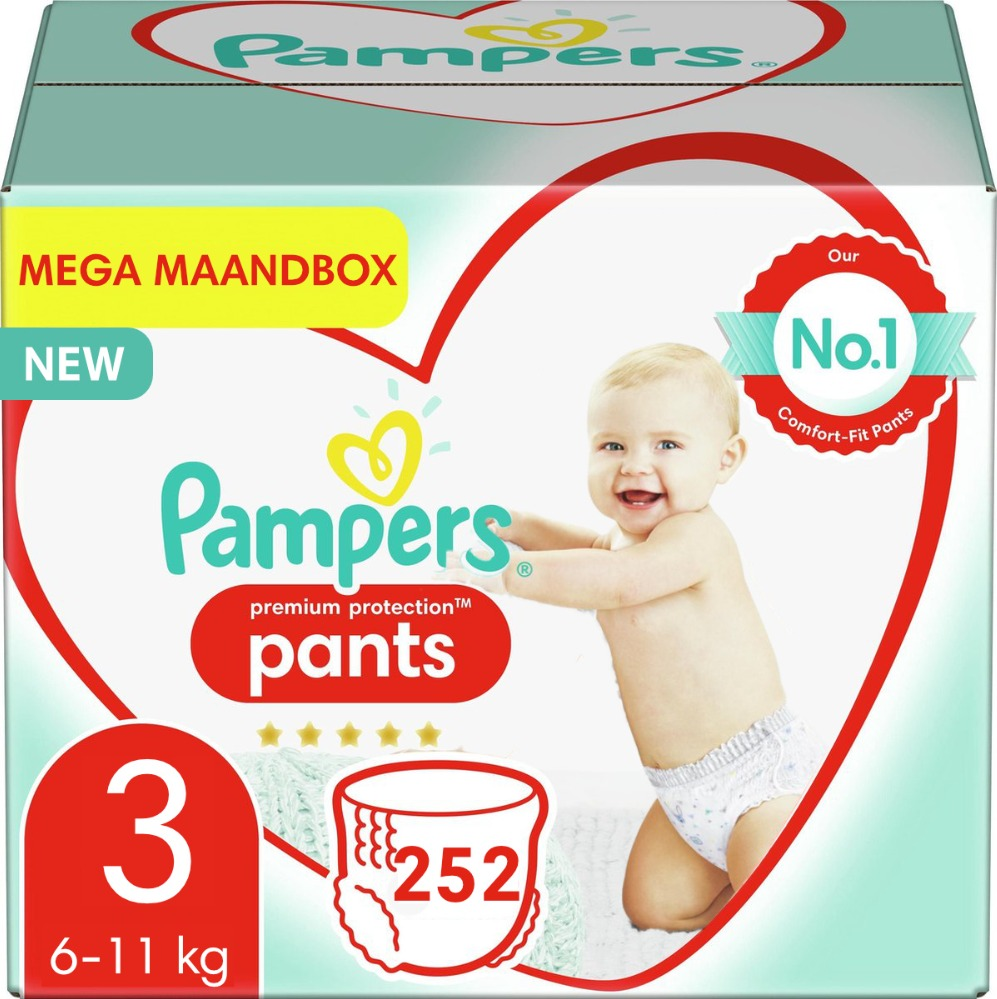 Pampers - Premium Protection Pants - Maat 3 - Mega Maandbox - 252 luierbroekjes Pampers - Premium Protection Pants - Maat 3 - Mega Maandbox - 252 luierbroekjes