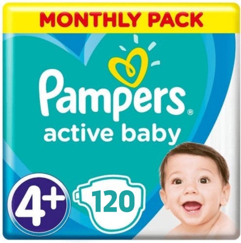 Pampers Active Baby Maat 4+ - 120 Luiers Maandbox Pampers Active Baby Maat 4+ - 120 Luiers Maandbox