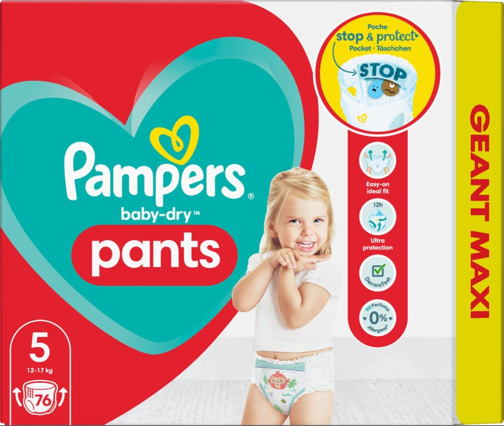 Pampers Baby Dry Pants Luierbroekjes - Maat 5 - Mega Pack - 76 luierbroekjes Pampers Baby Dry Pants Luierbroekjes - Maat 5 - Mega Pack - 76 luierbroekjes