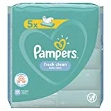 Pampers Fresh Clean Baby vochtige doekjes, 260 doekjes (5 x 52) met frisse geur, dermatologisch getest, eerste uitrusting voor pasgeborenen