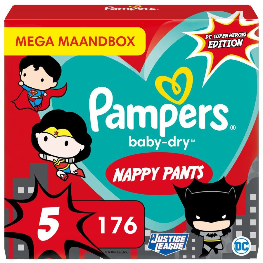 Pampers - Baby Dry Nappy Pants Superhelden - Maat 5 - Mega Maandbox - 176 luierbroekjes Pampers - Baby Dry Nappy Pants Superhelden - Maat 5 - Mega Maandbox - 176 luierbroekjes