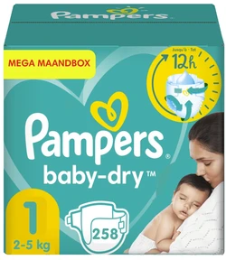 Pampers - Baby Dry - Maat 1 - Mega Maandbox - 258 luiers