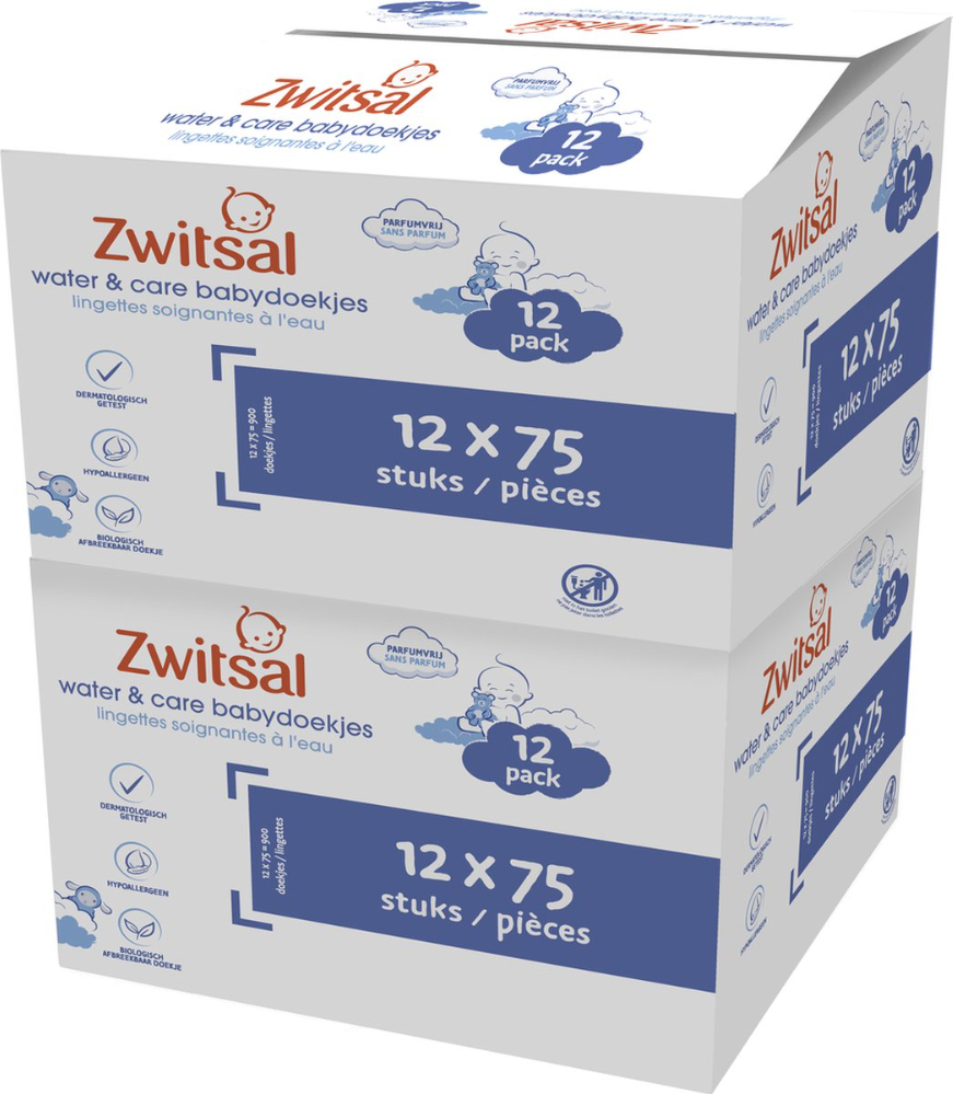 Zwitsal Water & Care babydoekjes - Parfum- en Alcoholvrij - 1800 billendoekjes - voordeelverpakking Zwitsal Water & Care babydoekjes - Parfum- en Alcoholvrij - 1800 billendoekjes - voordeelverpakking