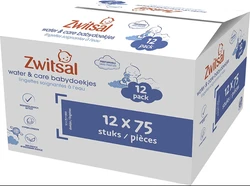 Zwitsal Water & Care Babydoekjes (12 x 75 wipes), voor milde reiniging van de babyhuid, 900 doekjes – Voordeelverpakking