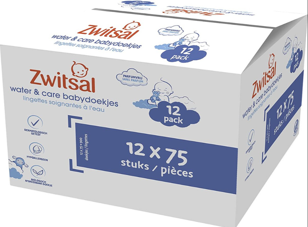 Zwitsal Water & Care Babydoekjes - 12 pak -12x75 Zwitsal Water & Care Babydoekjes - 12 pak -12x75