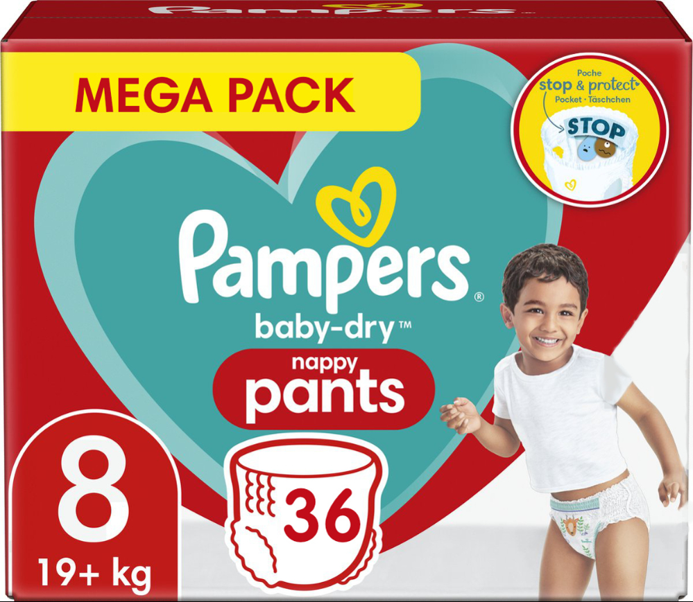 Pampers - Baby Dry Pants - Maat 8 - Mega Pack - 36 luierbroekjes Pampers - Baby Dry Pants - Maat 8 - Mega Pack - 36 luierbroekjes