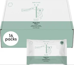 Naïf babydoekjes - 16-pak (16x54) Naïf natuurlijke plastic vrije Billendoekjes - box 16 stuks - 16 x 54 doekjes
