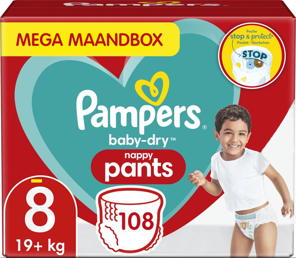 Pampers - Baby Dry Pants - Maat 8 - Mega Maandbox - 108 luierbroekjes Pampers - Baby Dry Pants - Maat 8 - Mega Maandbox - 108 luierbroekjes