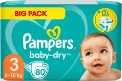 Pampers baby-dry maat 3 - BIG PACK - 80 stuks - 6 tot 10 kg- 12h bescherming