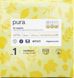 Pura Eco-Friendly Luiers Maat 1 (2-5 kg) - 22 luiers