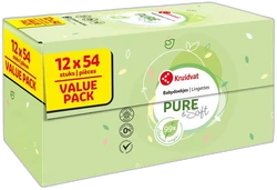 Kruidvat Pure & Soft babydoekjes 12 pak (12x54)
