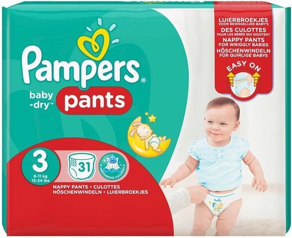 Pampers Baby Dry Pants - Maat 3 - 62 Luiers - Maandverpakking Pampers Baby Dry Pants - Maat 3 - 62 Luiers - Maandverpakking