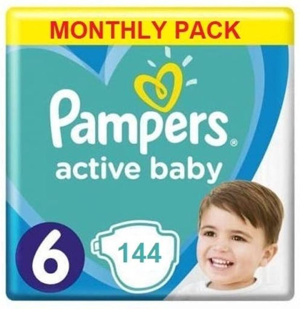 Pampers Active Baby Luiers Maat 6 - 144 Luiers Maandbox Pampers Active Baby Luiers Maat 6 - 144 Luiers Maandbox