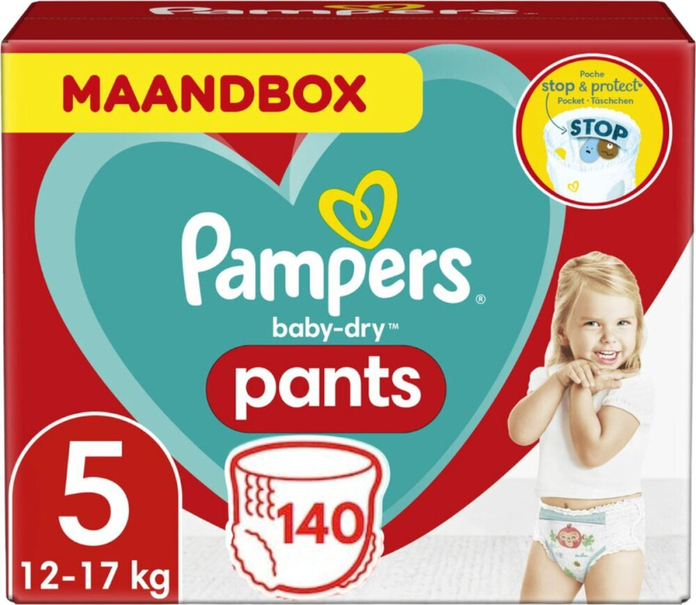 Pampers Baby-Dry Pants Luierbroekjes - Maat 5 (12-17 kg) - 140 stuks - Maandbox